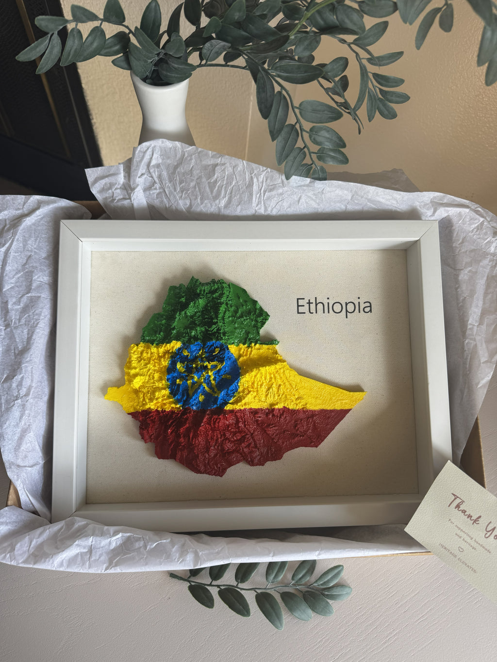 Ethiopia 3D Map Wall Art