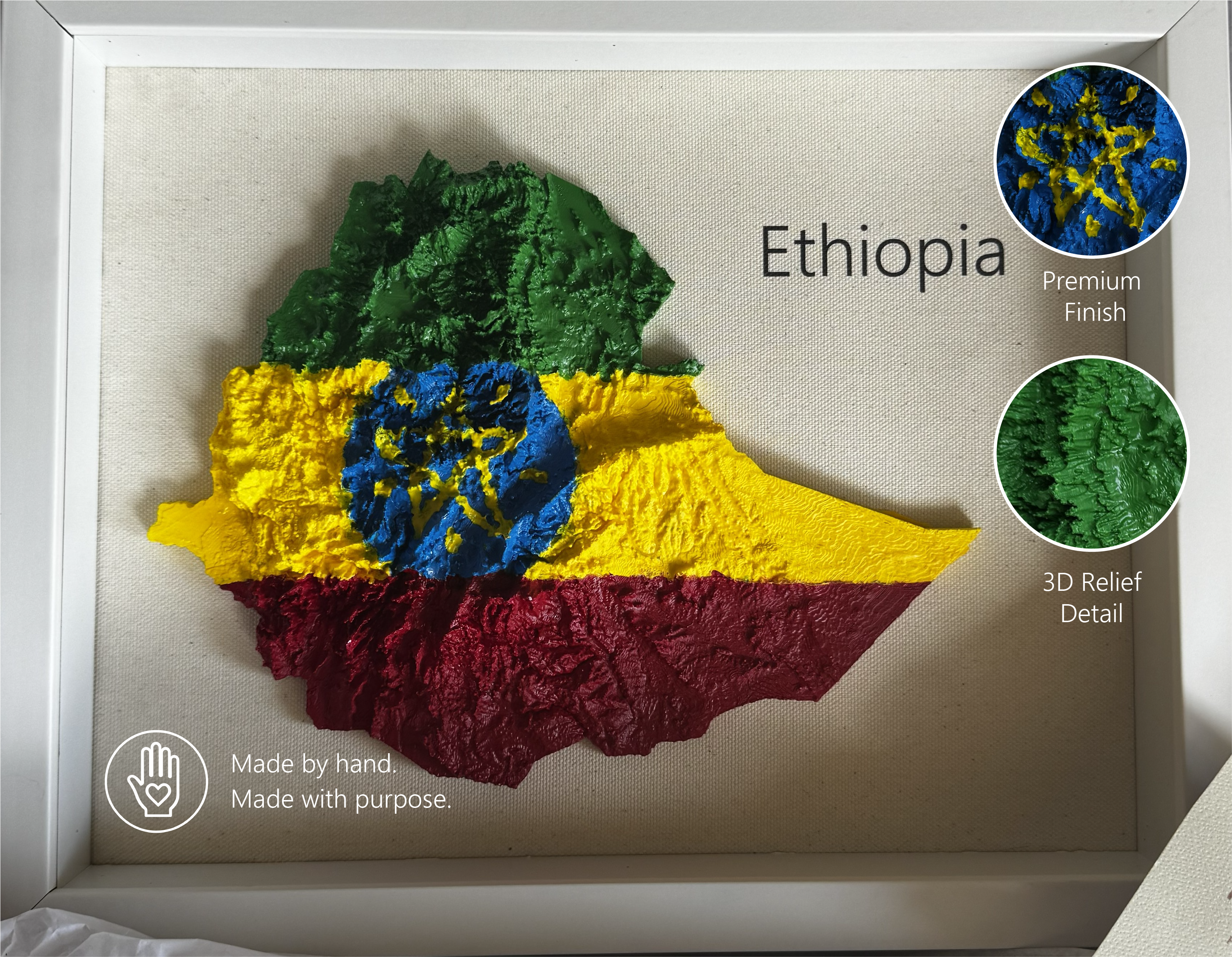 Ethiopia 3D Map Wall Art