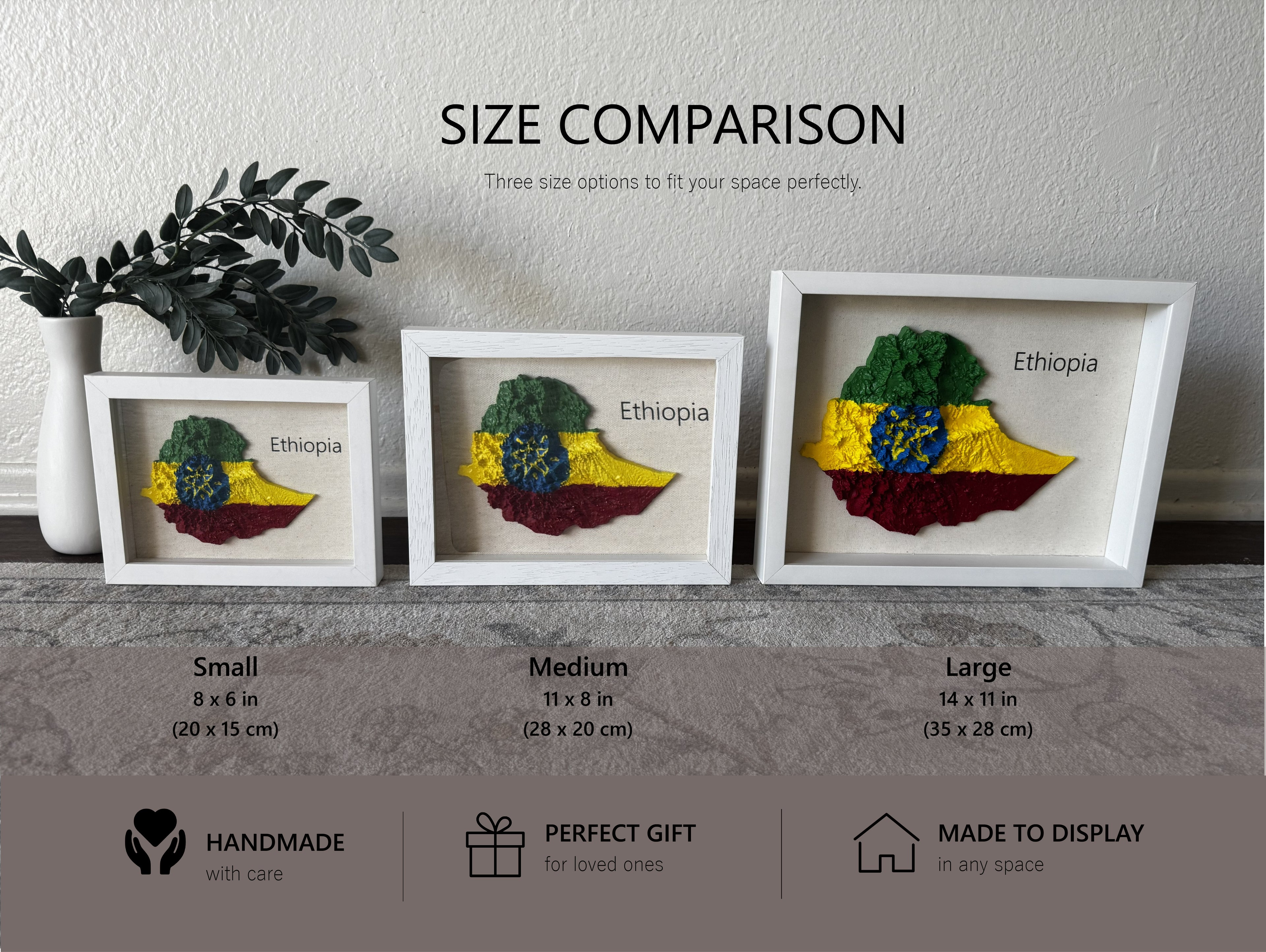 Ethiopia 3D Map Wall Art