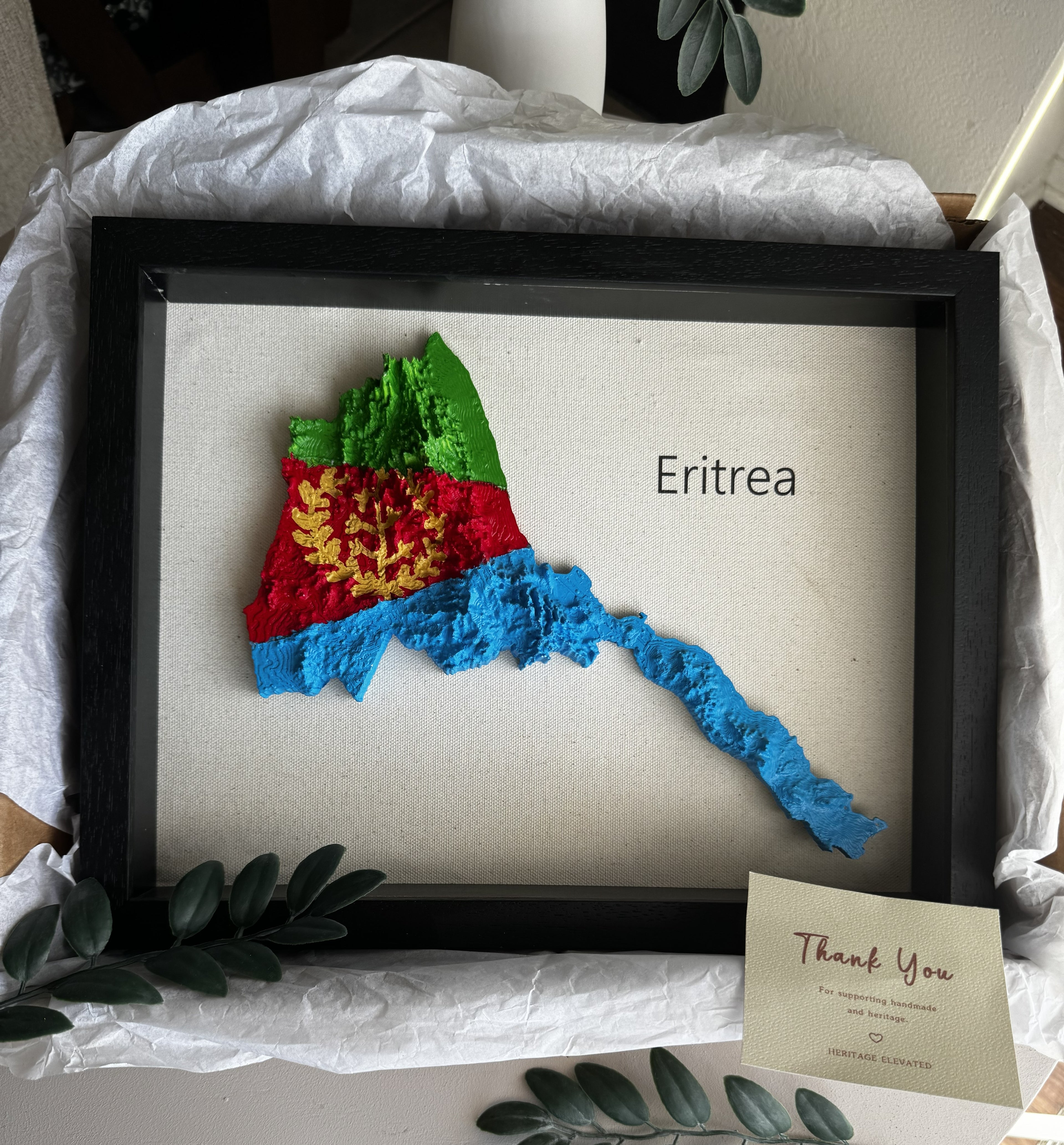Eritrea 3D Map Wall Art