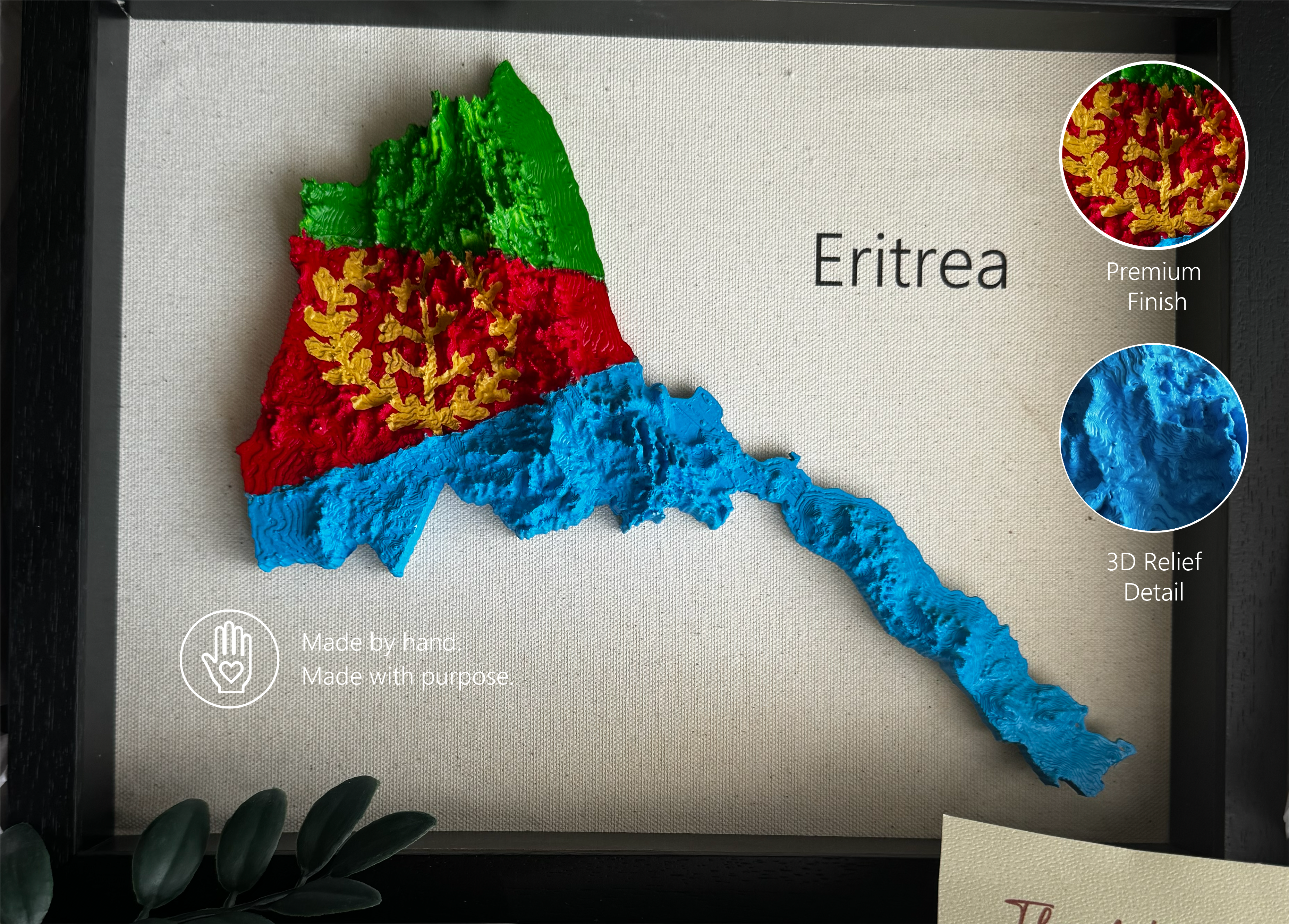 Eritrea 3D Map Wall Art